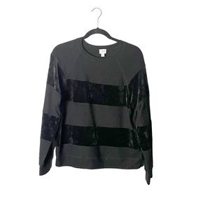 Peyton Jensen Super Soft Velvet Velour Striped Stretchy Crewneck Sweater Small